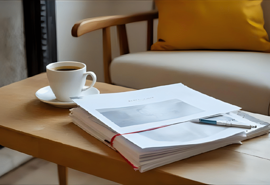 Dossier locatif posé sur une table