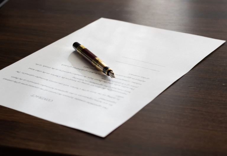 Stylo posé sur un Document fiscal posé sur une table