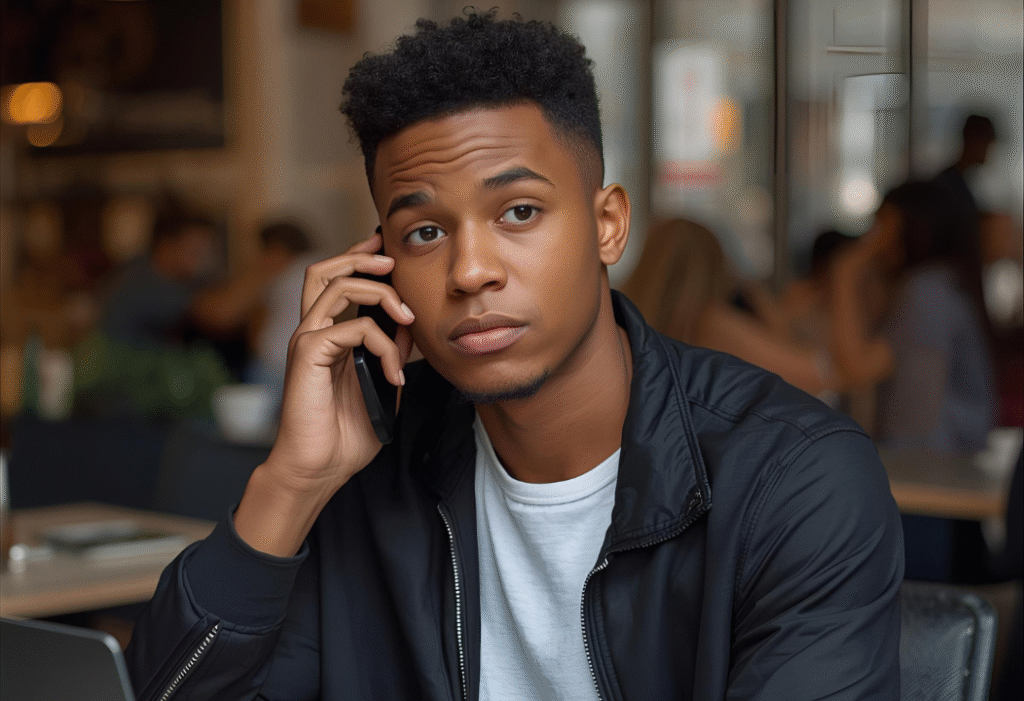 Jeune homme au téléphone